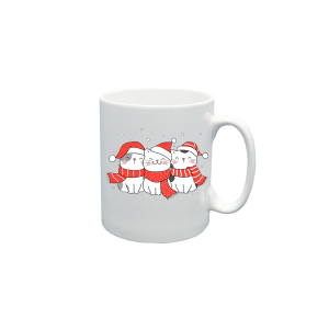 BYFT009074 BYFT Printed Mugs White Three Cats With Scarf Christmas Cap Ceramic Set of 1