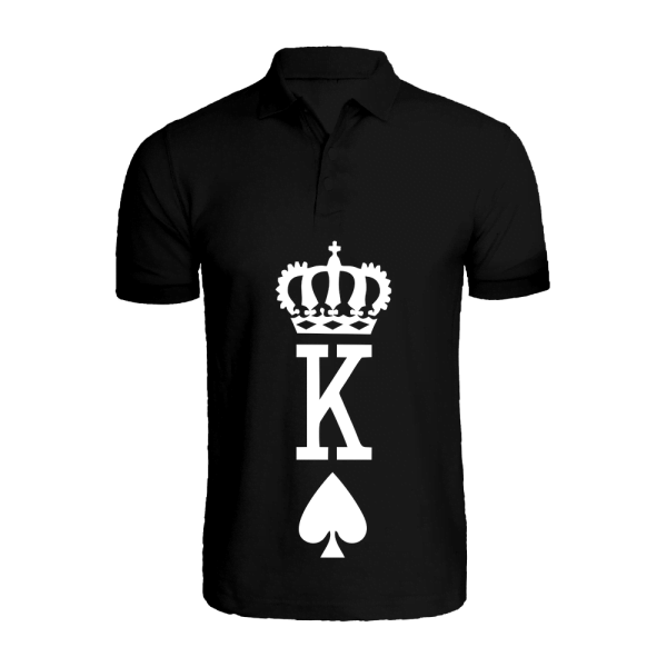 BYFT009198 BYFT Printed Cotton Male Polo Neck Black T Shirts Crown King Spades Design Set of 1