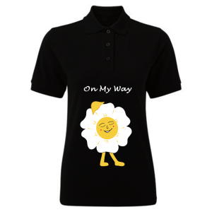 BYFT009227 BYFT Printed Cotton Female Polo Neck Black T Shirts On my way Daisy Design Set of 1