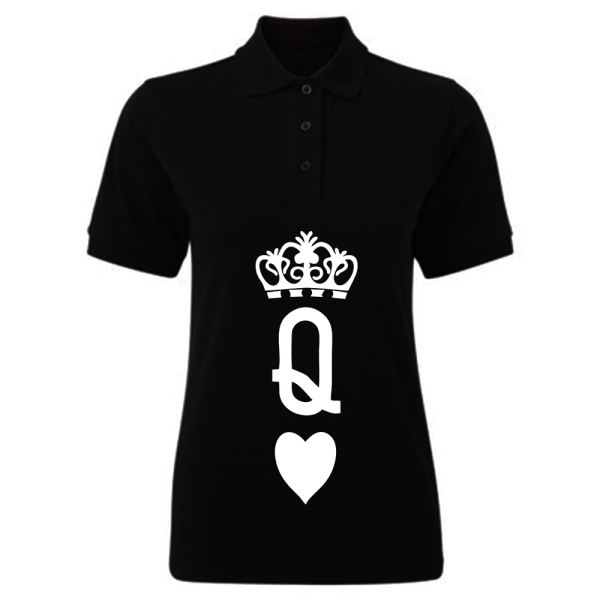 BYFT009230 BYFT Printed Cotton Female Polo Neck Black T Shirts Crown Queen Heart Design Set of 1