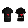 BYFT009269 BYFT Printed Cotton Couple Polo Neck Black T Shirts I Love My King Queen Design Set of 2