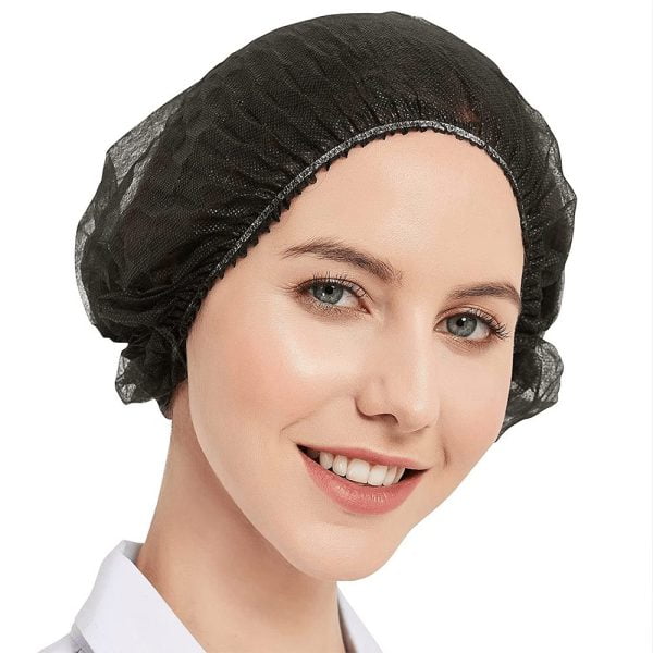 BYFT009422 Hair Net 2stiches 100 Pcs 8GSM Free size Black Set of 1 A