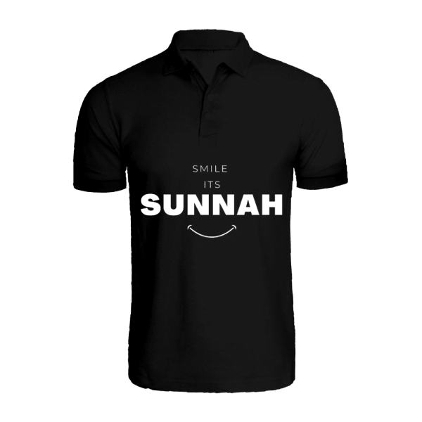 BYFT011710 BYFT Polo Neck Printed Black Small T Shirt 220 GSM Cotton Smile Its Sunnah Set of 1