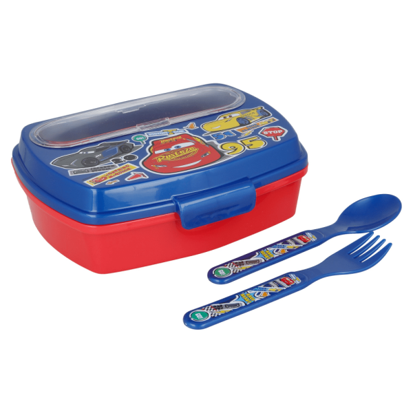 BYFT011870 DISNEY FUNNY SANDWICH BOX WITH CUTLERY CARS STICKERS A