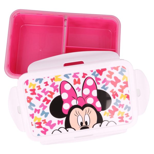 BYFT011880 DISNEY RECTANGULAR FOOD CONTAINER WITH REMOVABLE COMPARTMENTS 1190 ML MINNIE SO EDGY BOWS B