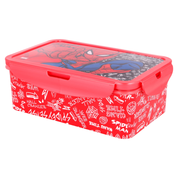 BYFT011881 DISNEY RECTANGULAR FOOD CONTAINER WITH REMOVABLE COMPARTMENTS 1190 ML SPIDERMAN URBAN WEB B