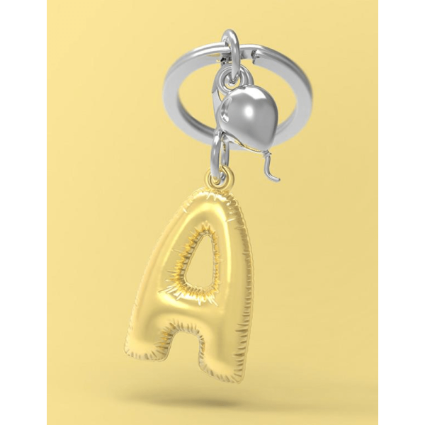 BYFT012870 METALMORPHOSE MTM KEYCHAIN Party Balloon Alphabet A Golden Zinc Alloy Set of 1 MTM10A A