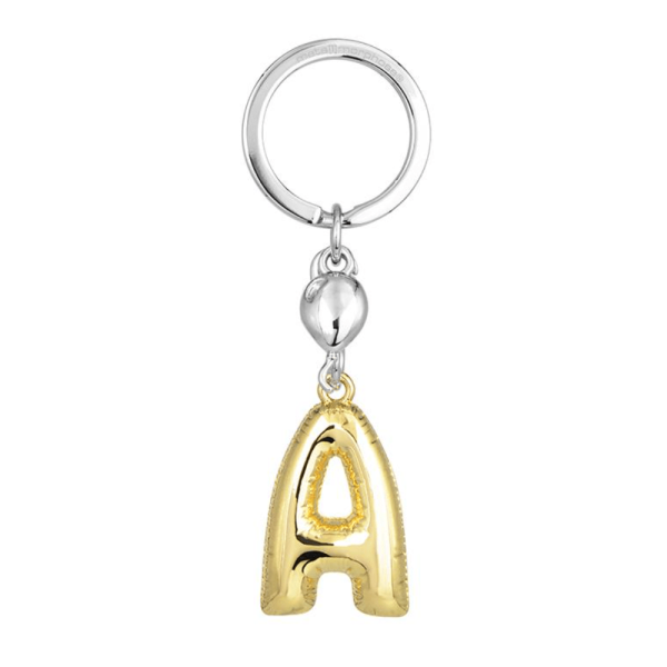 BYFT012870 METALMORPHOSE MTM KEYCHAIN Party Balloon Alphabet A Golden Zinc Alloy Set of 1 MTM10A B
