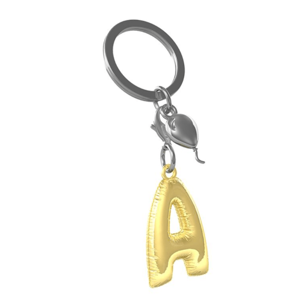 BYFT012870 METALMORPHOSE MTM KEYCHAIN Party Balloon Alphabet A Golden Zinc Alloy Set of 1 MTM10A D