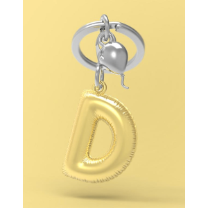 BYFT012872 METALMORPHOSE MTM KEYCHAIN Party Balloon Alphabet D Golden Zinc Alloy Set of 1 MTM10D A