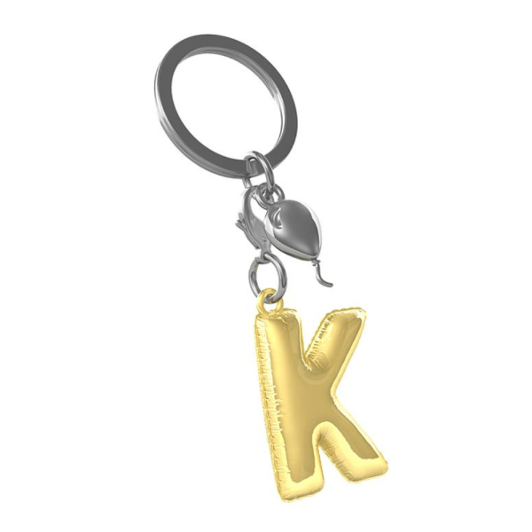 BYFT012878 METALMORPHOSE MTM KEYCHAIN Party Balloon Alphabet K Golden Zinc Alloy Set of 1 MTM10K D