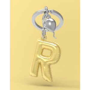 BYFT012881 METALMORPHOSE MTM KEYCHAIN Party Balloon Alphabet R Golden Zinc Alloy Set of 1 MTM10R A