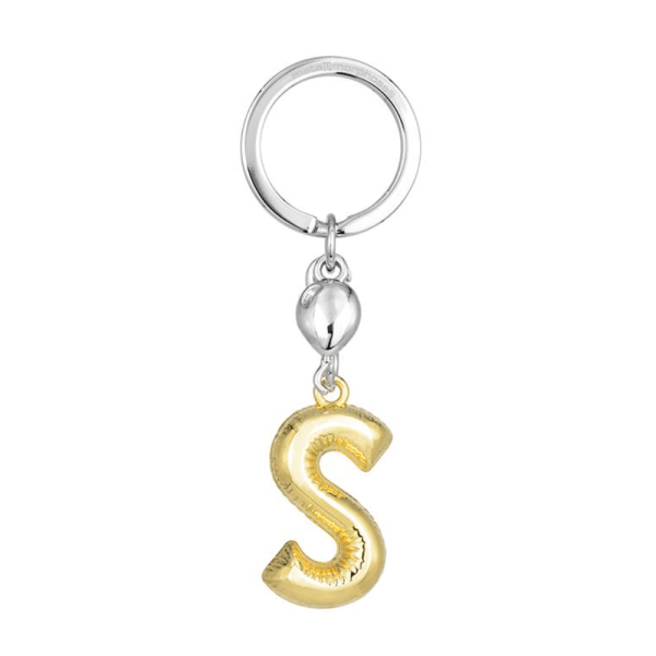 BYFT012882 METALMORPHOSE MTM KEYCHAIN Party Balloon Alphabet S Golden Zinc Alloy Set of 1 MTM10S B