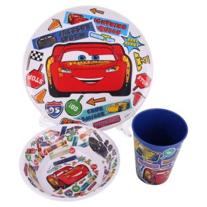 BYFT014001 DISNEY CARS STICKER MELAMINE 3PCS SNACK SET