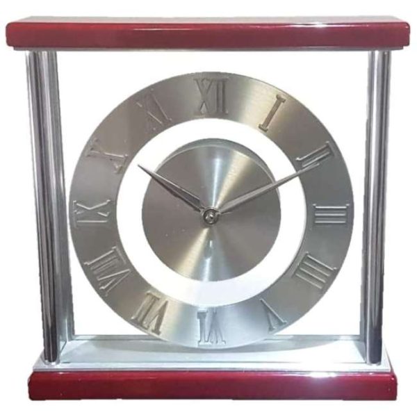 Executive Silver and Piano finish Rosewood Table clock