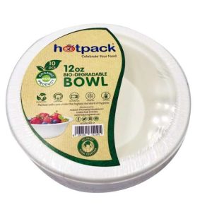 Hotpack 10 Pieces Bio Degradable Paper Pulp Bowl 12 Ounce