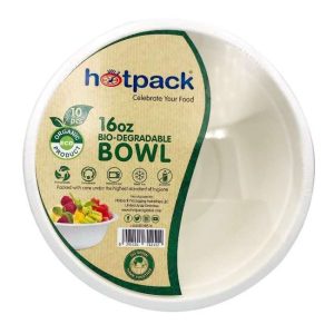 Hotpack 10 Pieces Bio Degradable Paper Pulp Bowl 16 Ounce