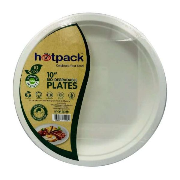 Hotpack 10 Pieces Bio Degradable Paper Pulp Plate 10 Inch