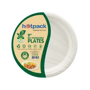 Hotpack 10 Pieces Bio Degradable Paper Pulp Plate 9 Inch