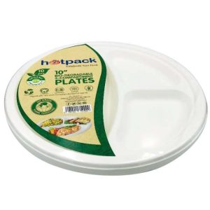 Hotpack Biodegredable Plate 10 3Comp 10 Pieces