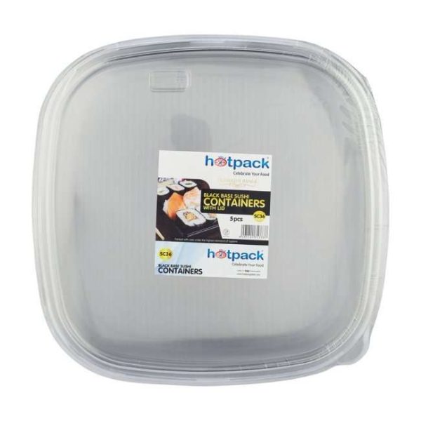 Hotpack Black Sushi Container Base with Lid SC036B 5 Pieces