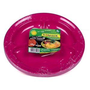 Hotpack Coloured Plastic Plates 10 Inch 3 Division Multicolor 25Pcs