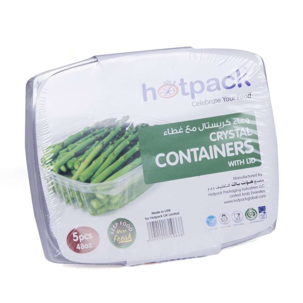 Hotpack Crystal Clear Container 48 Oz 5Pcs