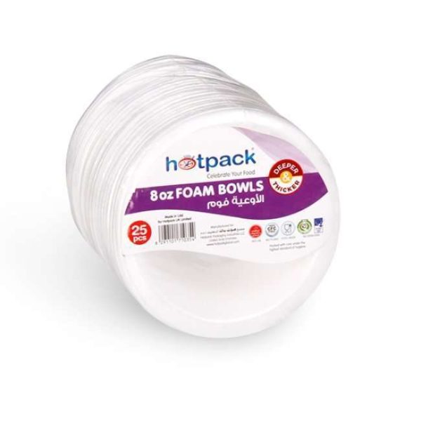 Hotpack Foam Bowls 8 Oz 25Pcs