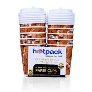 Hotpack Paper Double Wall Cup 8Oz 10Pcs Lid