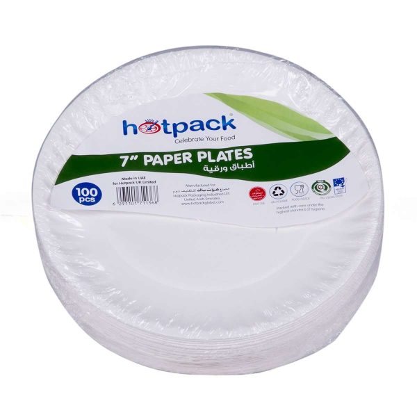 Hotpack Paper Plate 7 Inch 100Pcs