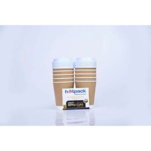 Hotpack Paper Ripple Kraft Cup 12Oz 10PcsLid