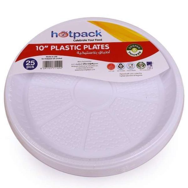 Hotpack Plastic Round Plate 10 25Pcs