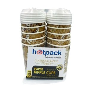 Hotpack Printed Ripple Cup 8 OzLids 10Pc