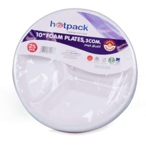 Hotpack Round Foam Plate 10 3Comp 25Pcs