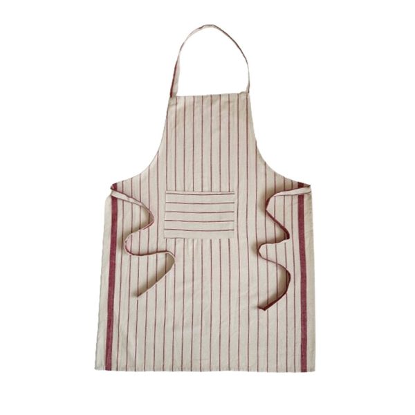 BYFT017578 Orchard Apron 65 x 85 Cm White Red Lines 180 Gms Set of 1 A