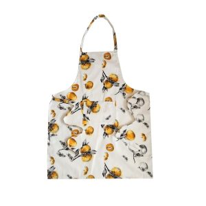 BYFT017584 Orchard Apron 65 x 85 Cm White Orange 180 Gms Set of 1 A