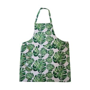 BYFT017587 Orchard Apron 65 x 85 Cm White Green Leaves Design 180 Gms Set of 1 A