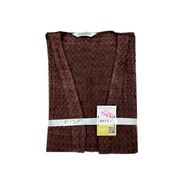 BYFT017590 Orchard Heavy Waffle Adult Bathrobe 300 Gsm Dark Brown Set of 1 C