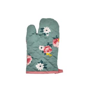 BYFT017591 Orchard Gloves 18 x 28 Cm and Pot Holder 20 x 20 Cm Green Pink Set of 2 A