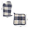 BYFT017592 Orchard Gloves 18 x 28 Cm and Pot Holder 20 x 20 Cm Dark Grey White Checks Set of 2 C