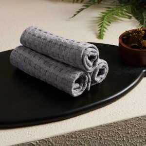 BYFT017596 Orchard Heavy Waffle Dish Cloth 30 x 30 Cm Grey 400 Gsm Set of 6