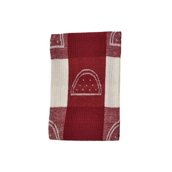 BYFT017604 Orchard Heavy Waffle Kitchen Towel 50 x 70 Cm Red White Multicheck C