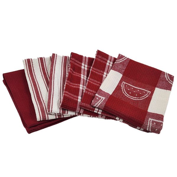 BYFT017604 Orchard Heavy Waffle Kitchen Towel 50 x 70 Cm Red White Multicheck F