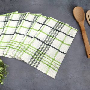 BYFT017627 Orchard Green Checks Yarn Dyed 50 x 70 Cm Tea Towel Set of 3