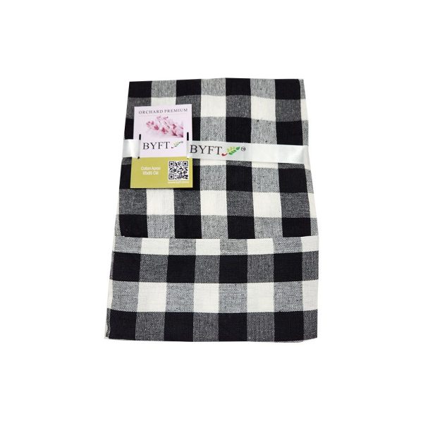 BYFT017647 Orchard Apron 65 x 85 Cm White Black Checks Design 180 Gms Set of 1 C