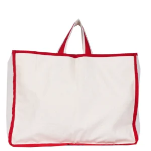 BYFT013963 BYFT White & Red Canvas Shopping Bag