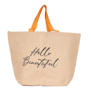 BYFT013976 BYFT Natural Jute Bag (Hello Beautiful) Design