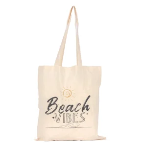 BYFT013985 BYFT Natural Cotton Flat Tote Bag (Beach Vibes) Design