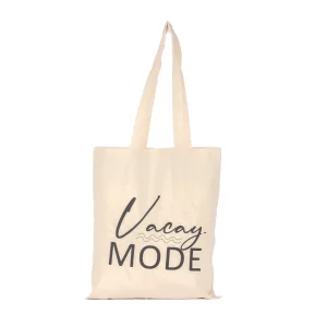 BYFT013986 BYFT Natural Cotton Flat Tote Bag (Vacay Mode) Design