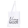 BYFT013994 BYFT White Canvas Flat Tote Bag (Vacay Mode) Design